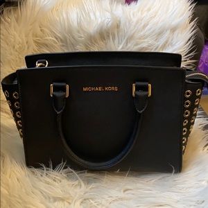 Michael Kors Saffiano Grommet Selma Satchel Purse